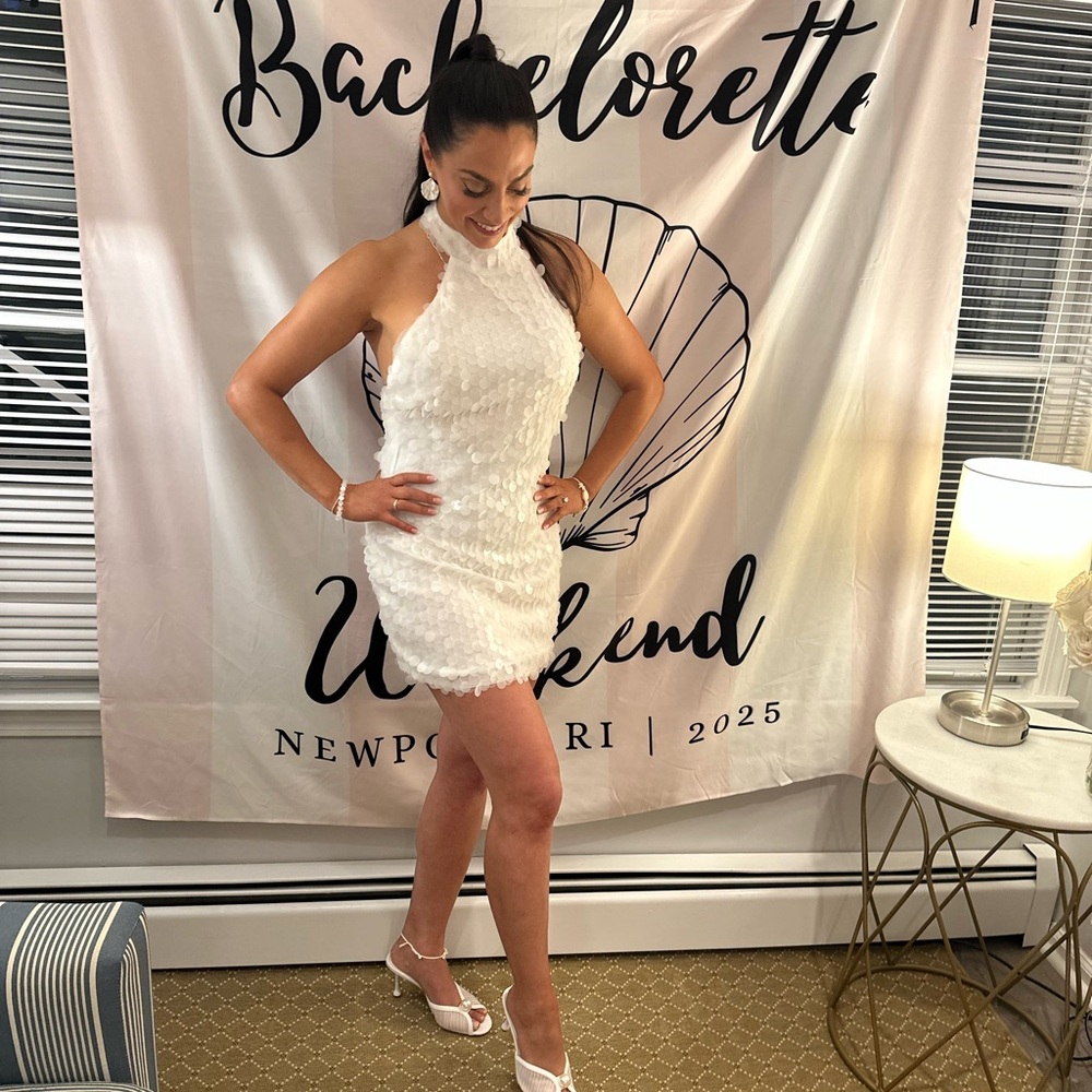12th Tribe White Textured Mini Dress